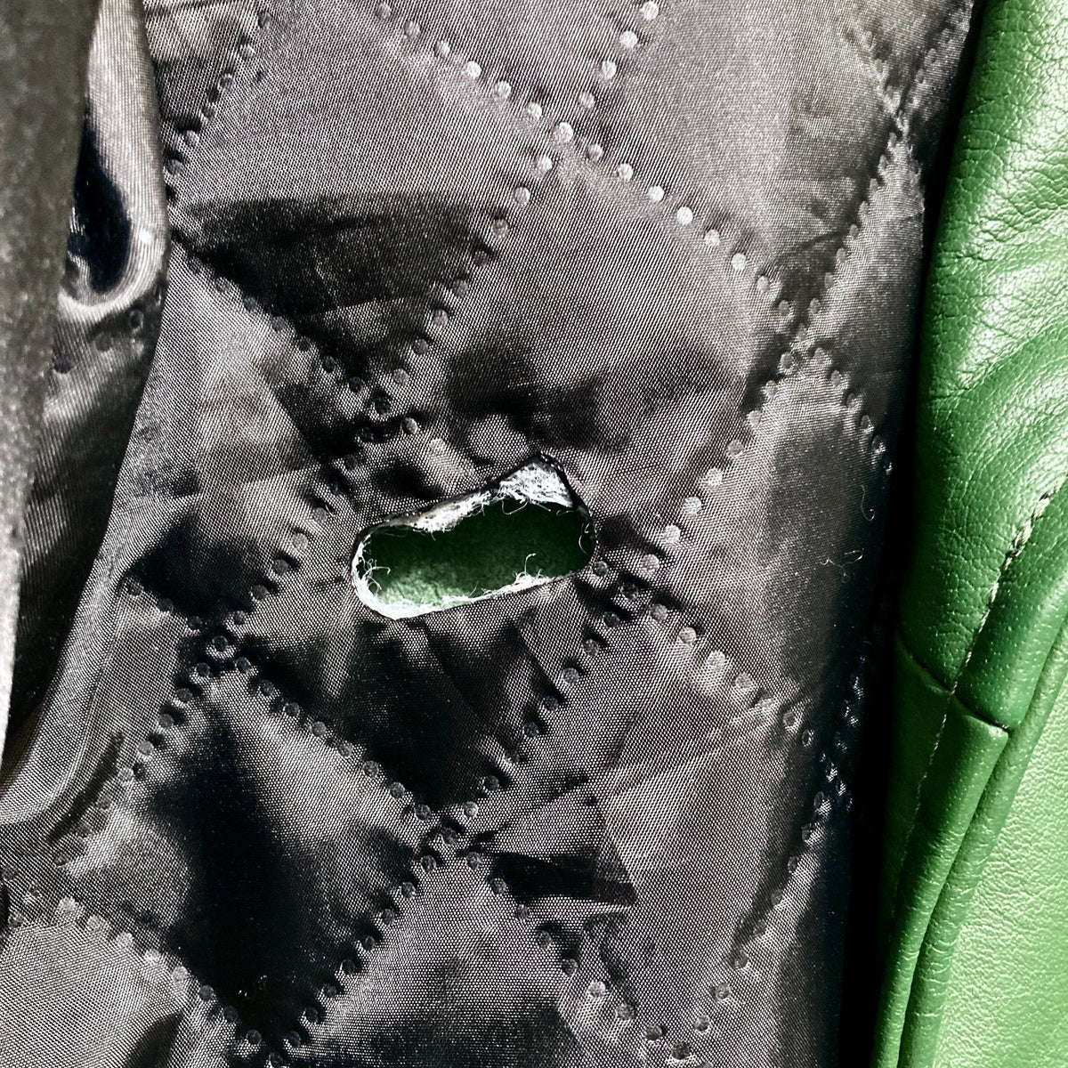 Straight To Hell Green Biker Motorcycle Leather Jacket - Size M - 0314GM