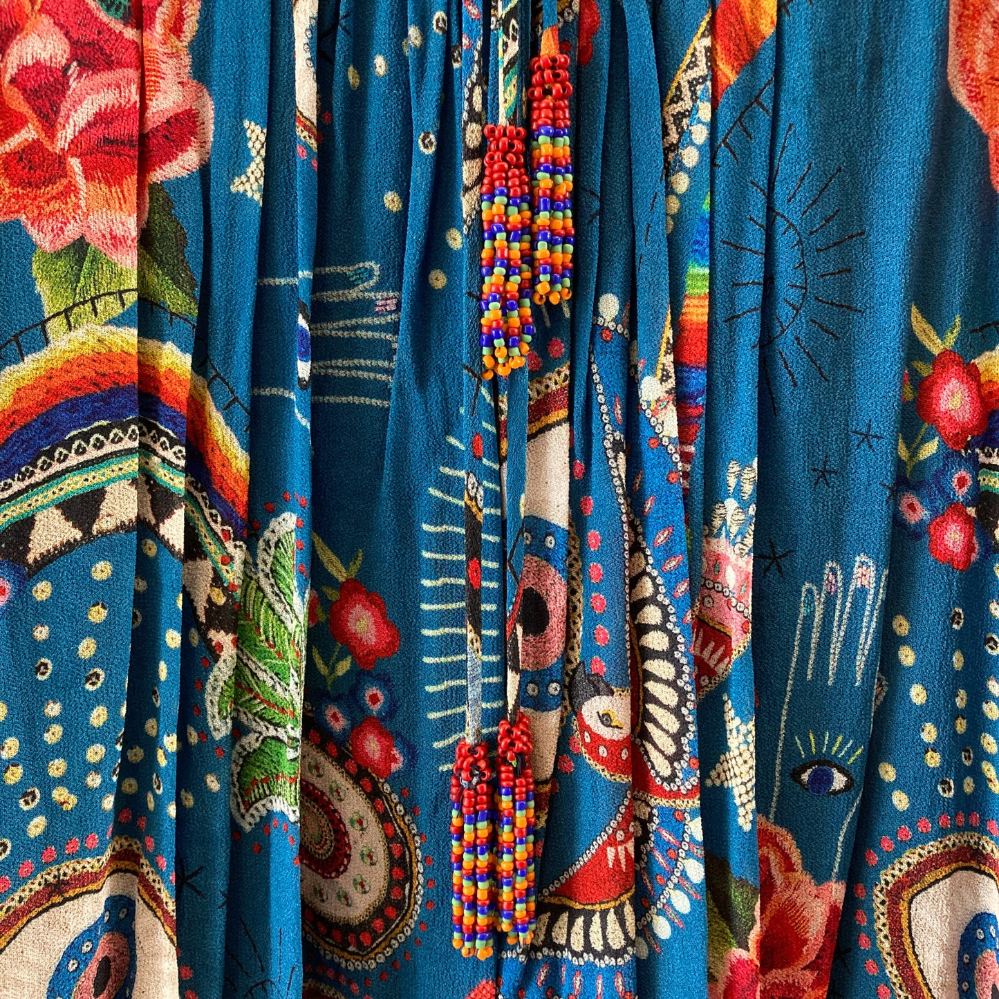 Farm Rio Anthropologie Mystic Blue Midi Length Dress - Size S - 0813CG