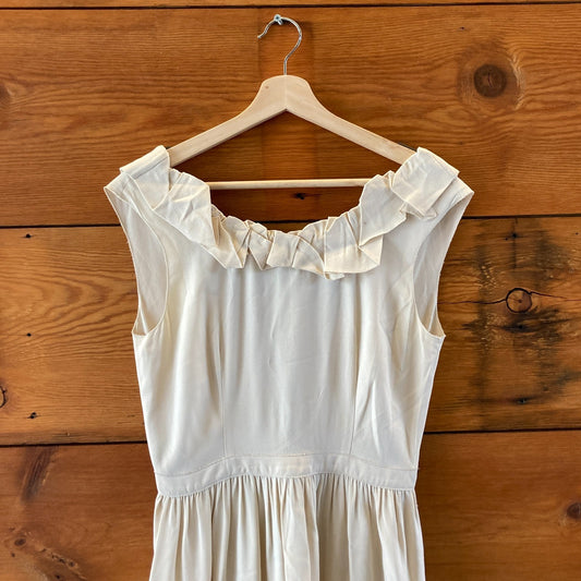 Prada Ivory White Sleeveless V Back Midi Length Dress - Size 42 / M - 0908CG