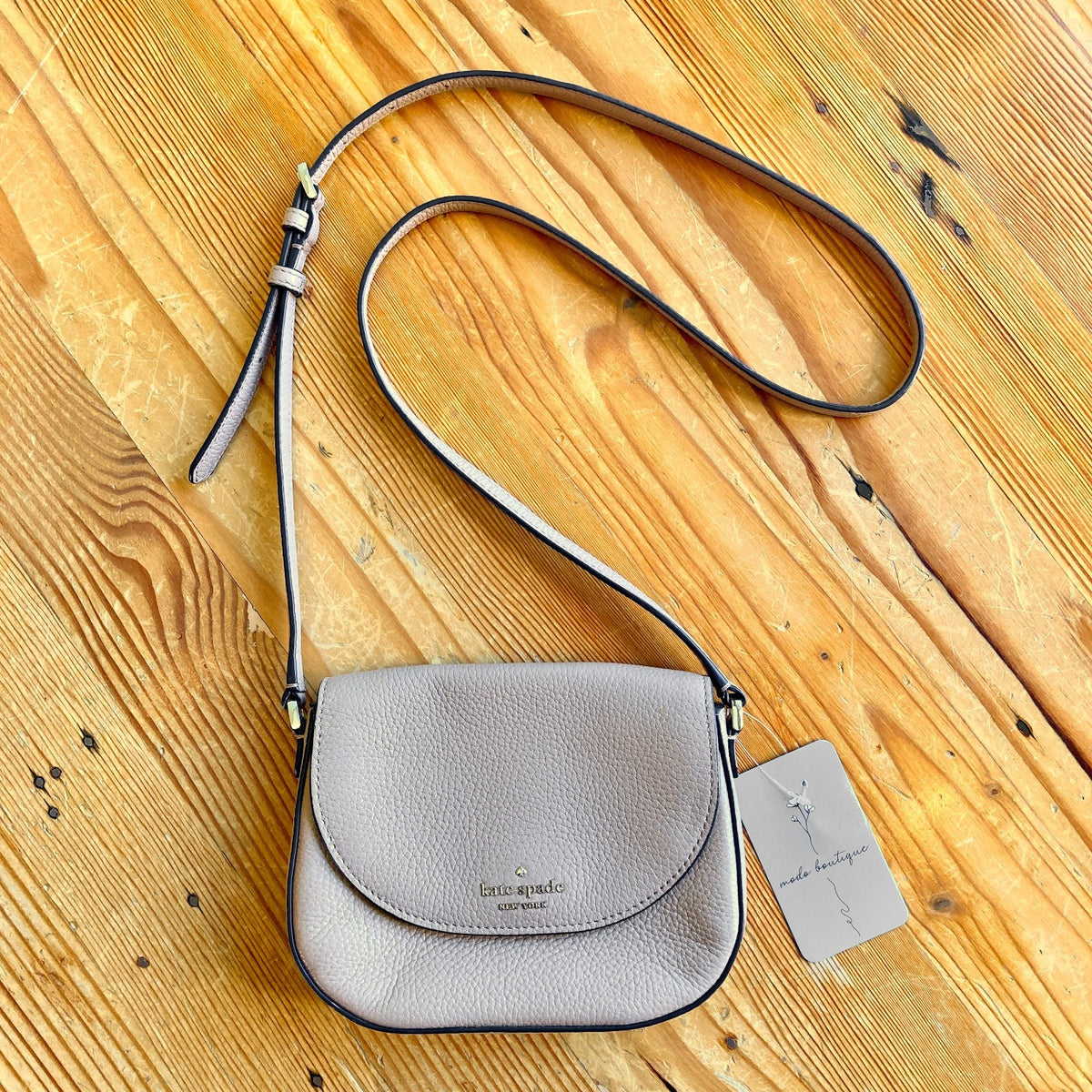 Kate Spade Warn Beige Pebbled Leather Leila Mini Flap Crossbody Bag - 0831HF