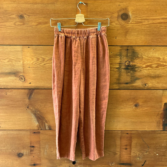 Elizabeth Suzann Rust Orange Elastic Waist Pull-On Linen Pants - 0823EP