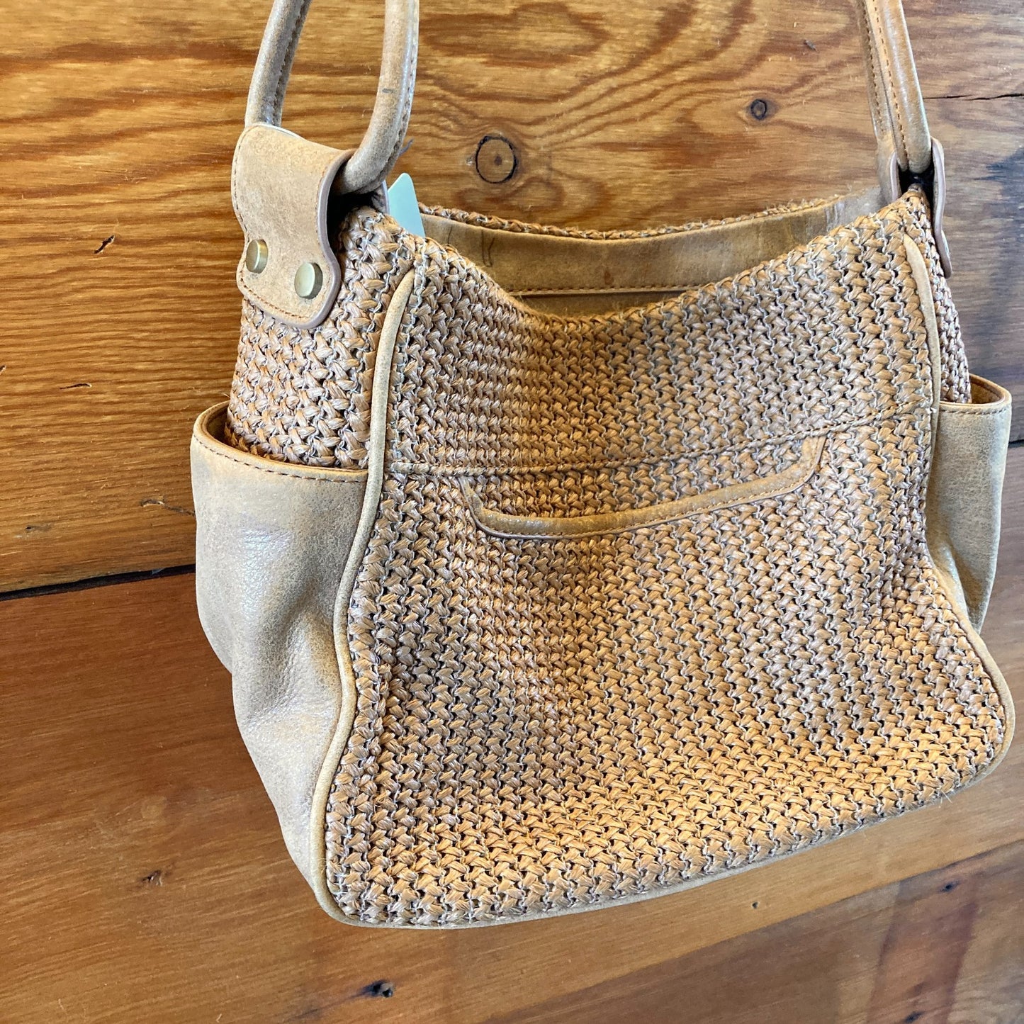 Hobo International Brown Straw Woven Leather Shoulder Purse - 1002MG