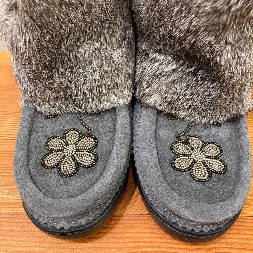 Manitobah Gray Metis Fur Waterproof Mukluk Boots - Size 7 - NEW w/ Box - 1017SC