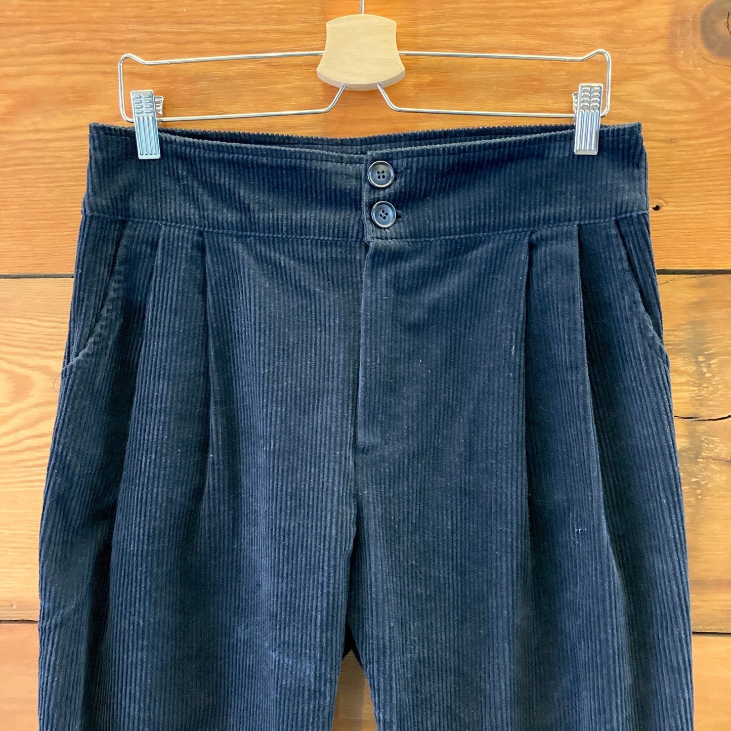 Allison Wonderland Black Corduroy Relaxed Fit Pants - Size 8 - 0929LL