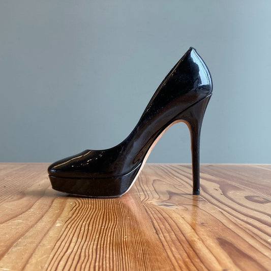 Jimmy Choo Black Patent Leather Alex Stiletto Heels Shoes - size 38 / 8 - 0316DC