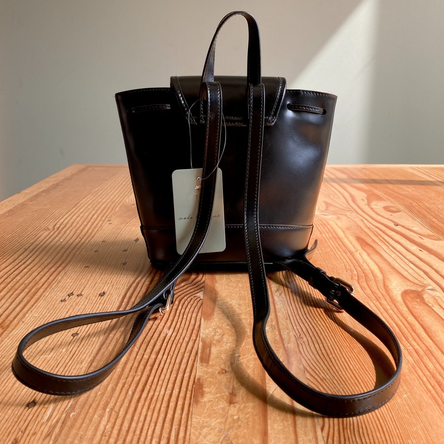 J Crew Black Italian Leather Small Backpack Bag - 0920PW