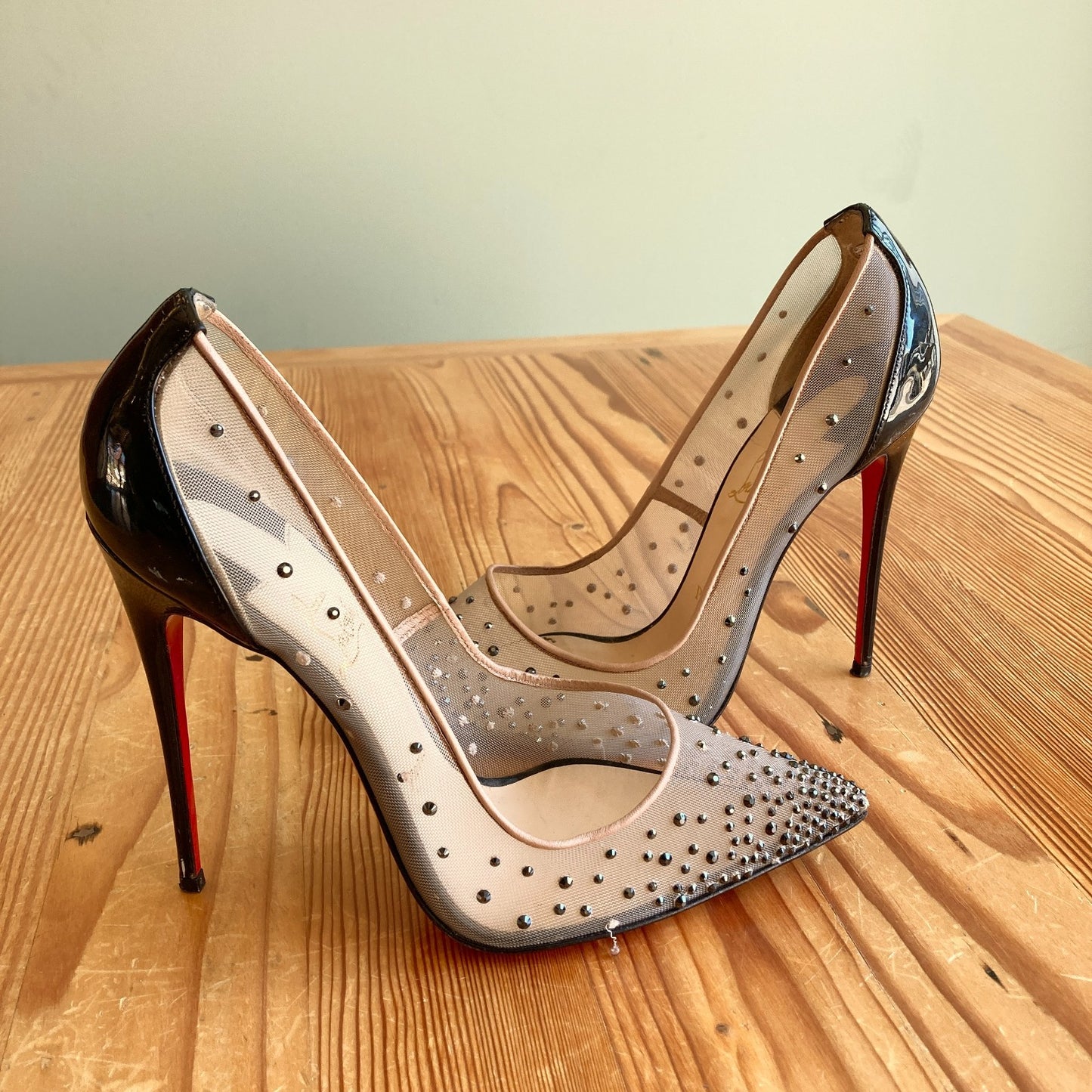 Christian Louboutin Mesh Follies Strass Pumps Heels *damage - 40.5 / 10 - 0806FA