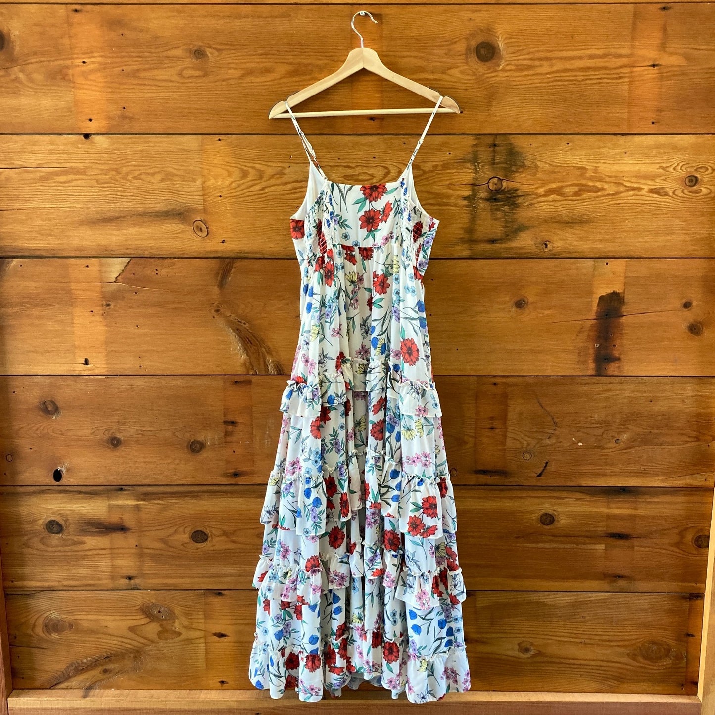Yumi Kim White Floral Ruffle Tiered Maxi Sleeveless Dress - Sz M - NEW - 1029SB