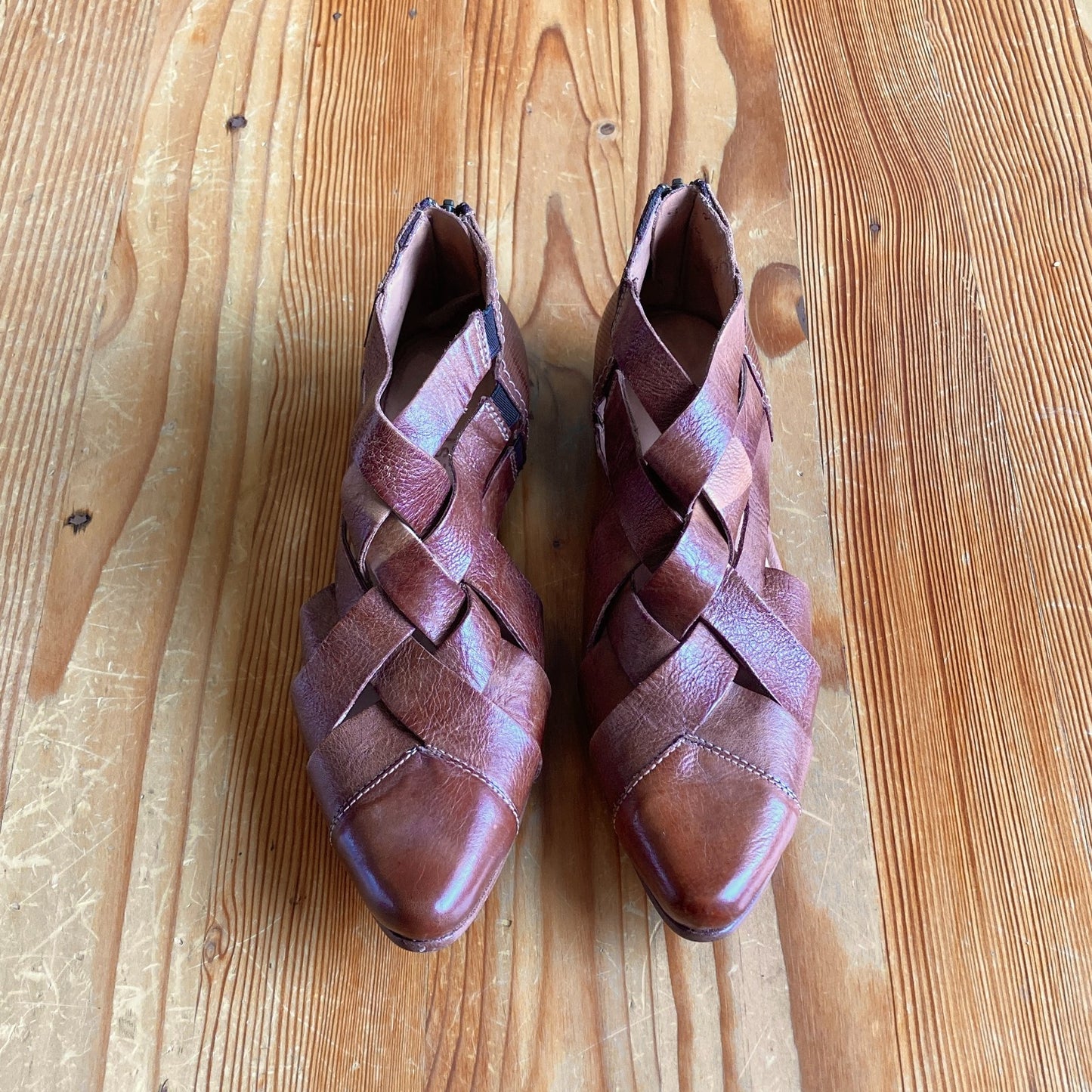 7 - Bed Stu $200 Brittany Brown Leather Zipper Strap Sandals Shoes NEW 0531AF