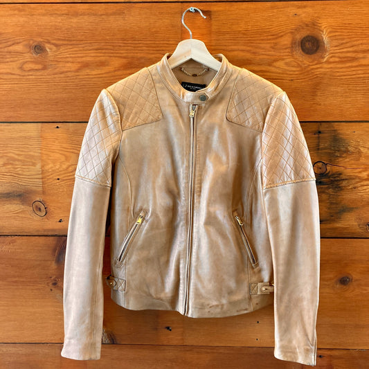 Bod & Christensen Tan Quilted Leather Zip Up Jacket - Size M - 1030SF