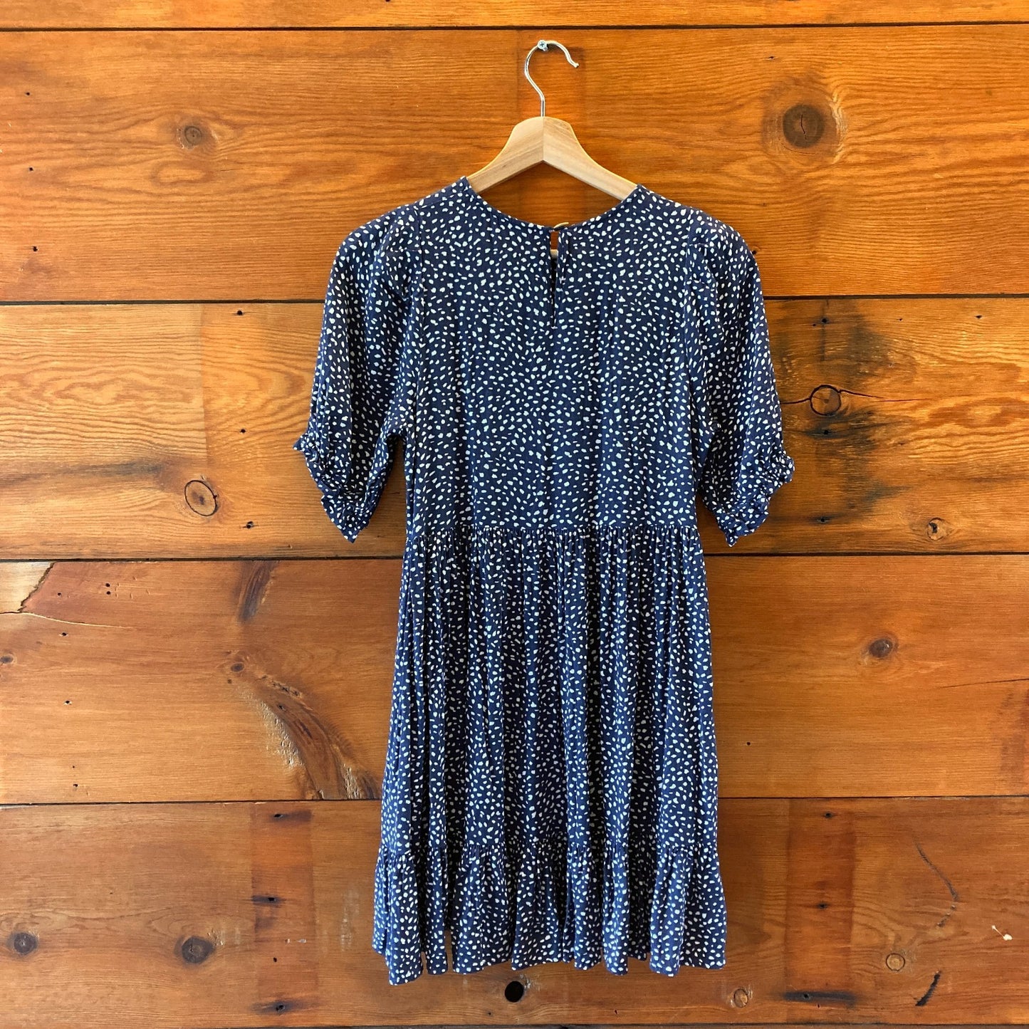 Mister Zimi Blue White Spotted Short Sleeve Swingy Mini Dress - Size 2 - 0317SB