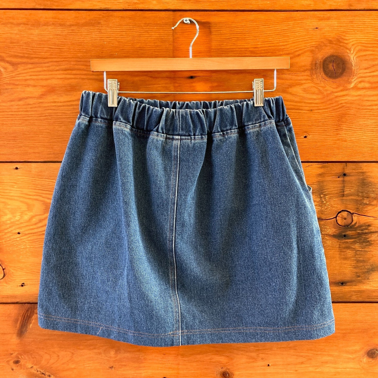 L - Le Bon Shoppe Denim Elastic Waist Jean Mini City Skirt 0916VB