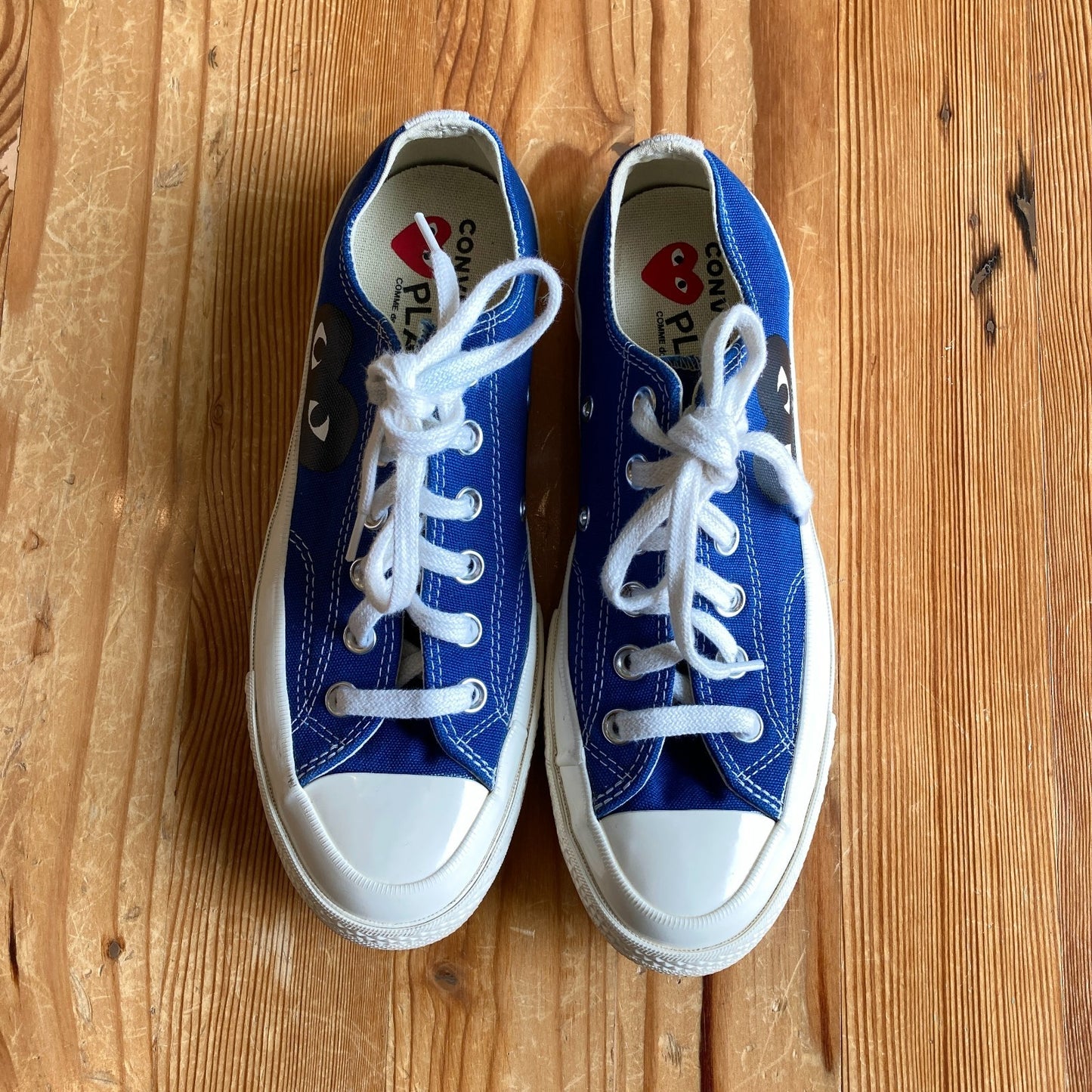 Converse X Play Comme Des Garcons Blue Chuck Low Heart Shoes - Size 8 - 0709EH