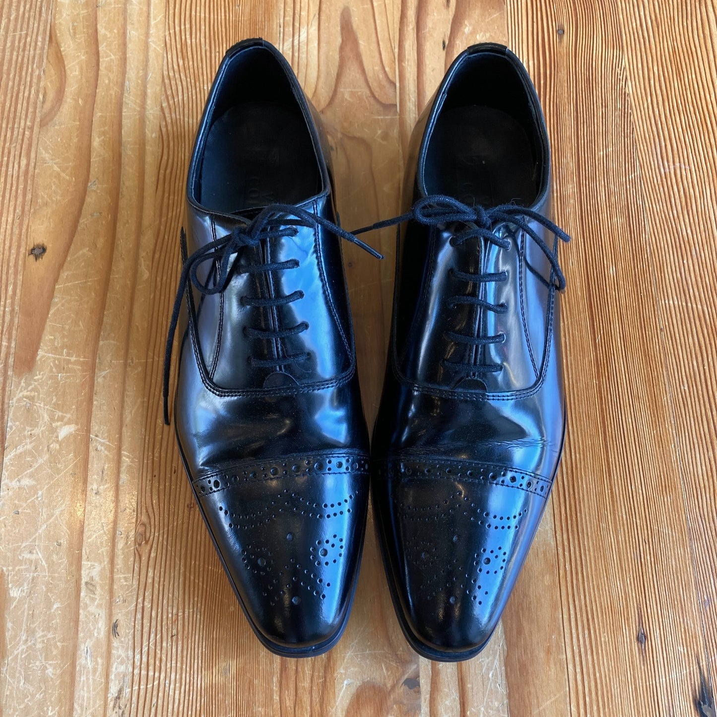 Versace Collection Mens Black Patent Cap Toe Oxford Shoes - Sz 43 / 10 - 0402JK