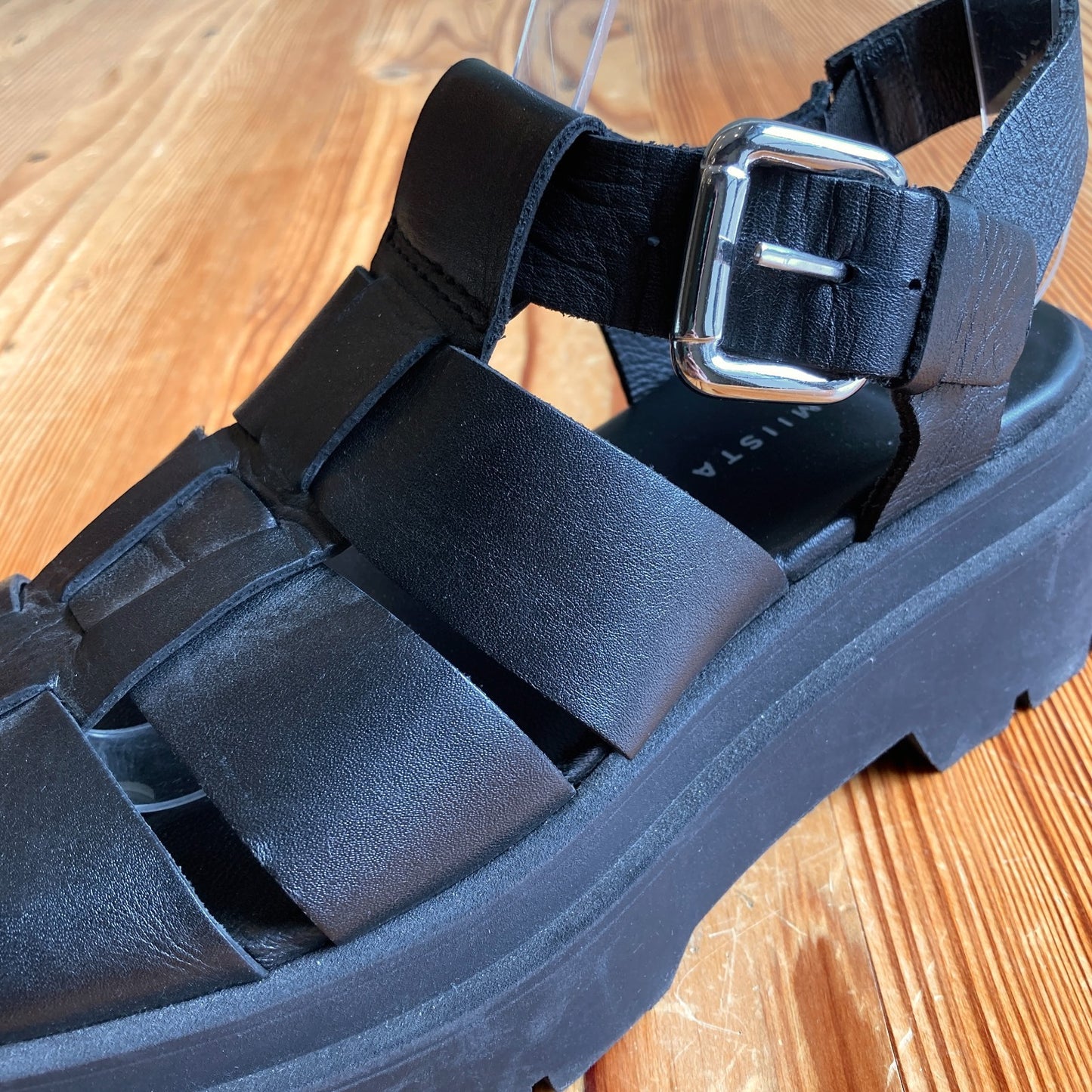 EB by Miista Black Leather Platform Fisherman Sandals - Size 37 / 7 - 0818SL