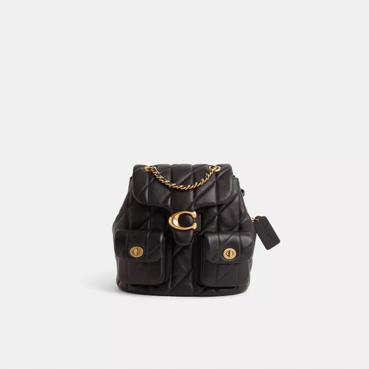 Coach Black Leather Pillow Quilted Tabby Mini Backpack Purse - 0830DH