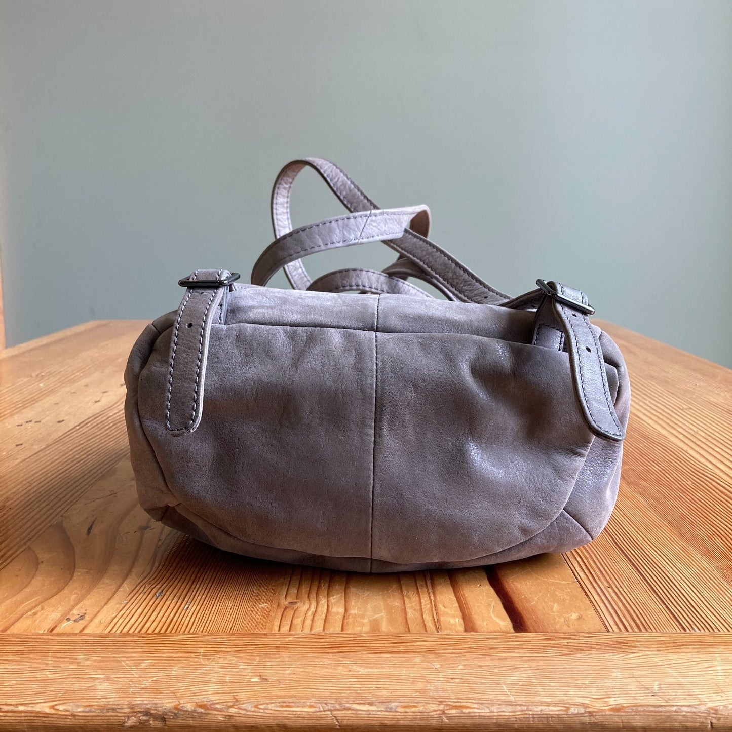 Hobo International Gray Top Zip Small Leather River Backpack Bag - 0505CM