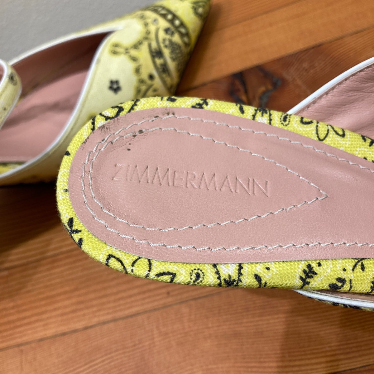 Zimmermann $575 Yellow Bandana Aura Mules Heels - Size 38 / 7.5 w / box - 1017SC