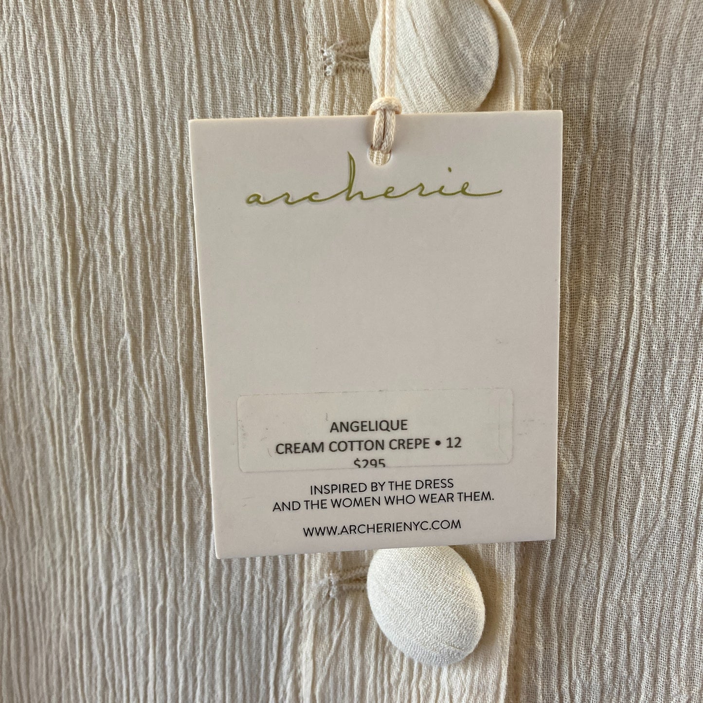 Archerie $295 Cream Cotton Crepe Angelique Dress - Size 12 - NEW - 0416JW