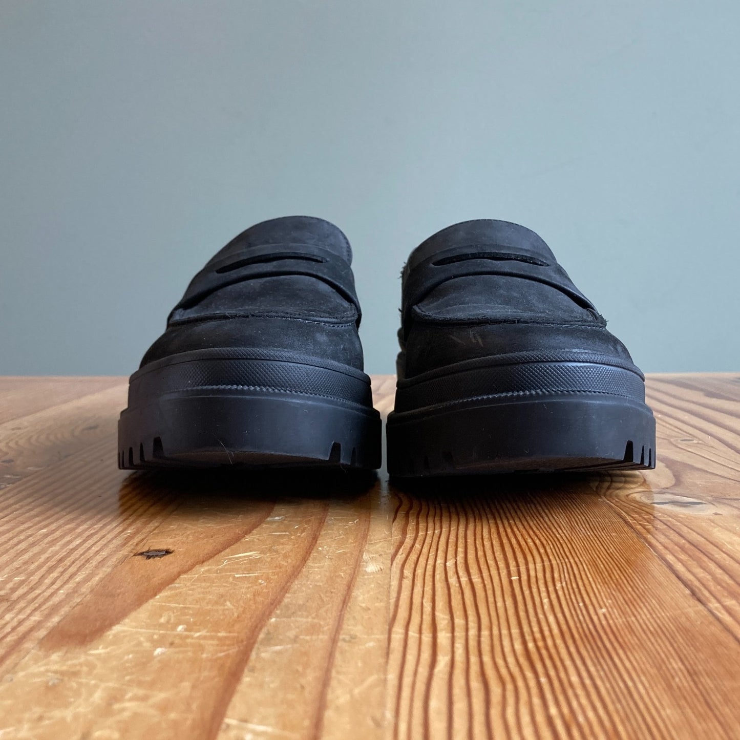 10 - Patina Black Suede Zoe Chunky Penny Loafer Shoes 0519MK