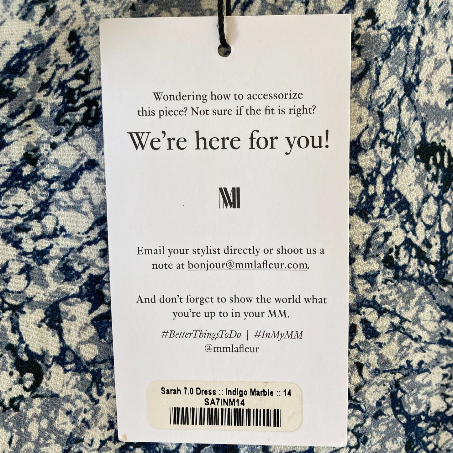 14 - M.M. Lafleur Indigo Marble Print NEW Sarah 7.0 Sleeveless Dress 0416JW