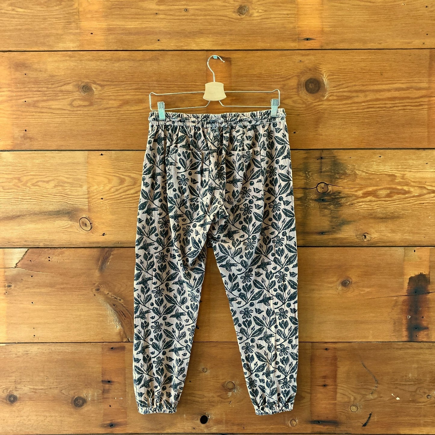 Po-Em Tan Black Block Print Deck Pull-On Elastic Waist Pants - Size XS - 0517DS