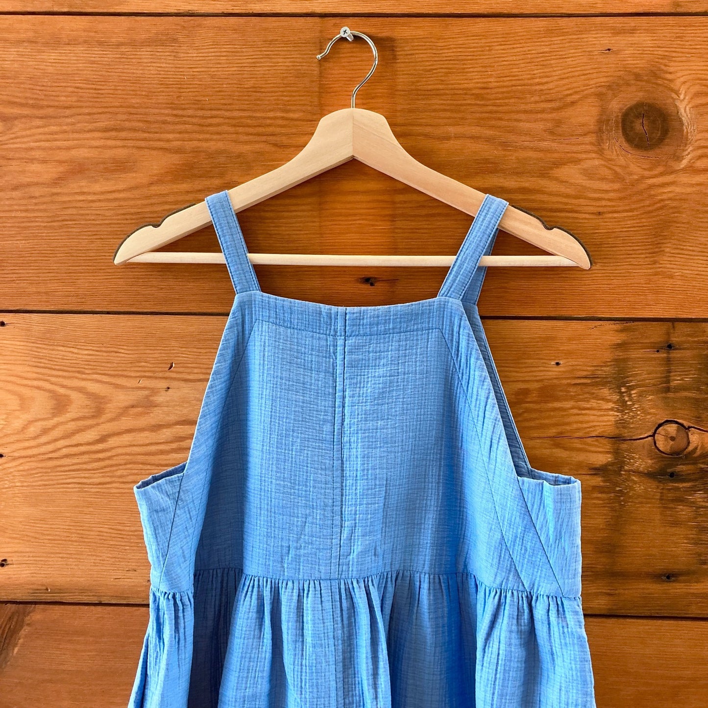 Rachel Comey Blue Fresco Cotton Square Neck Sleeveless Dress - Size S - 1125KG