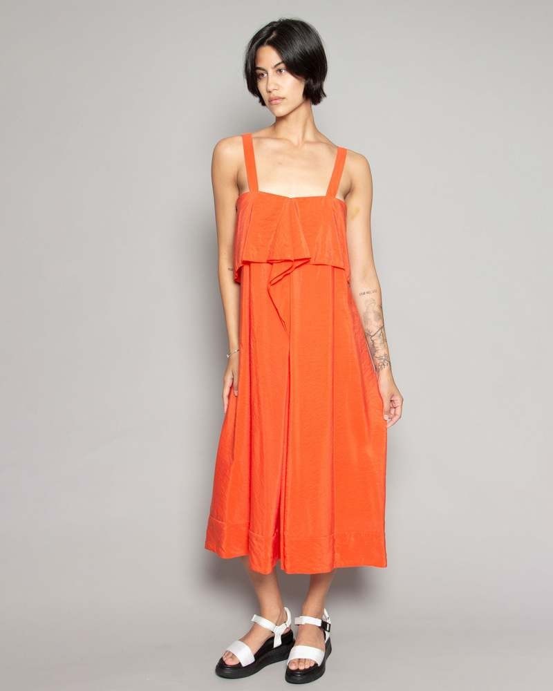 Rachel Comey Orange Sleeveless Cupro Silk Dovalina Midi Dress - size 4 - 0628AC