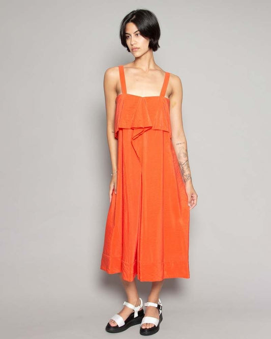 Rachel Comey Orange Sleeveless Cupro Silk Dovalina Midi Dress - size 4 - 0628AC