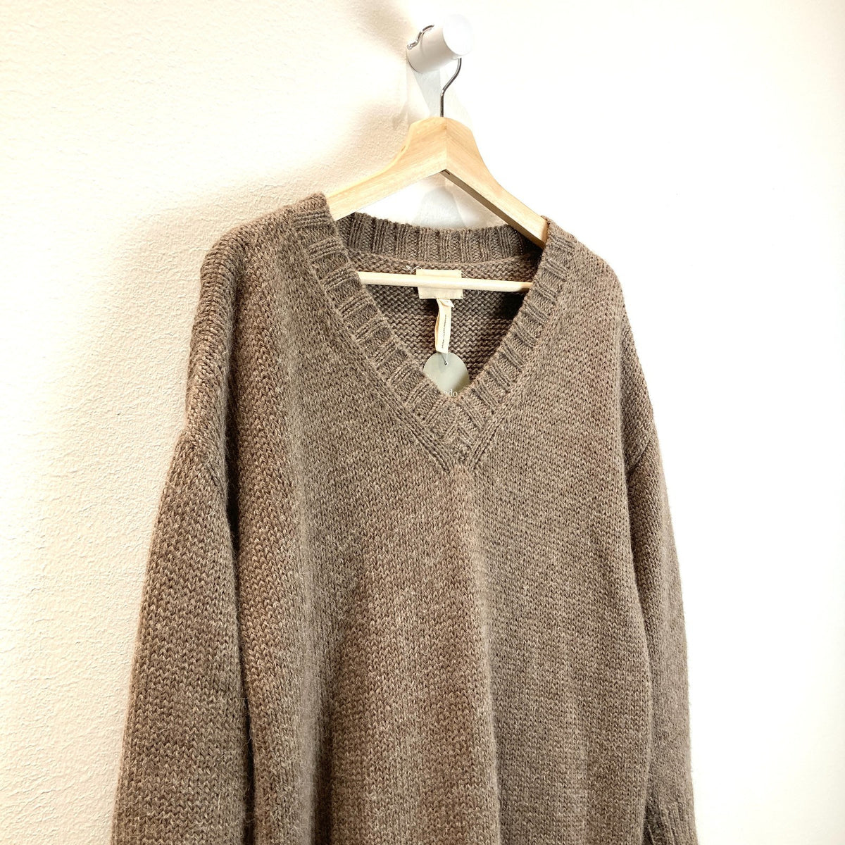 Laude the Label Brown V Neck Pullover Long Alpaca Sweater - Size S/M - 0606RO