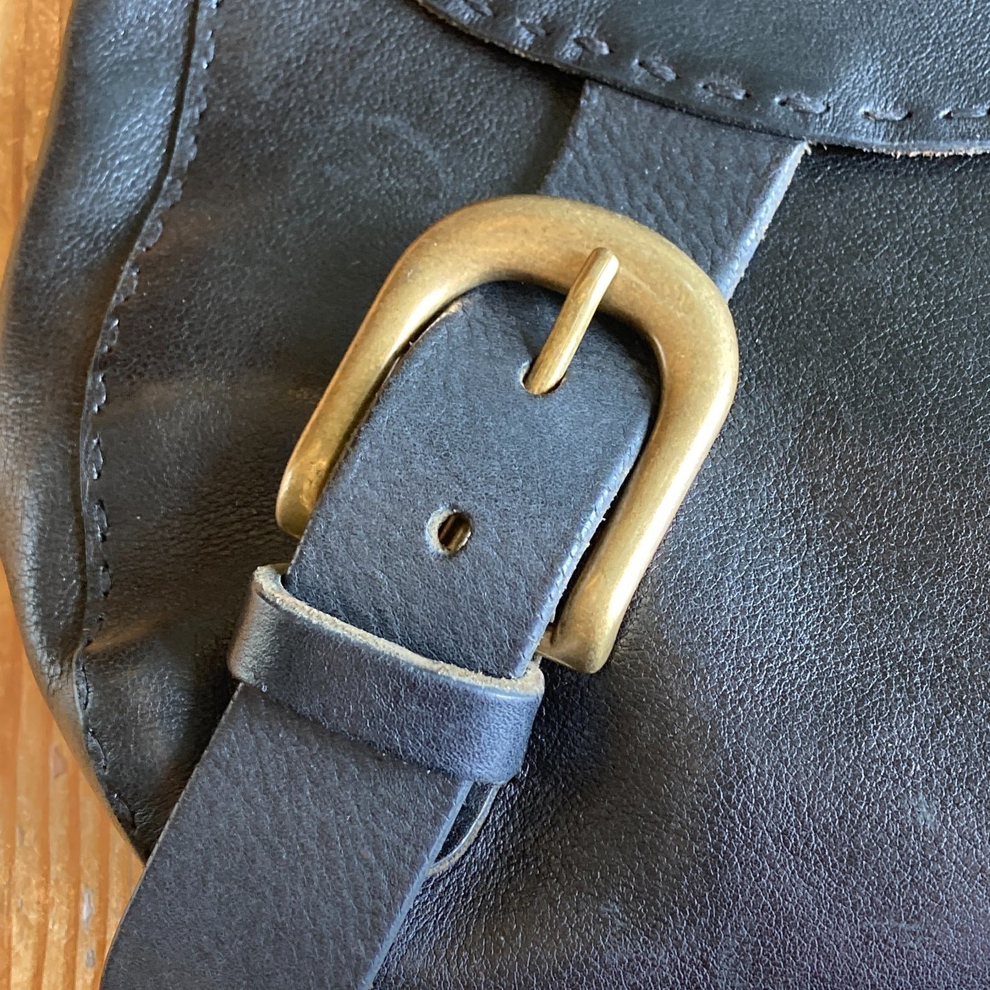 Henry Beguelin Black Leather Asymmetric Flap Closure Satchel Purse - 0209SB
