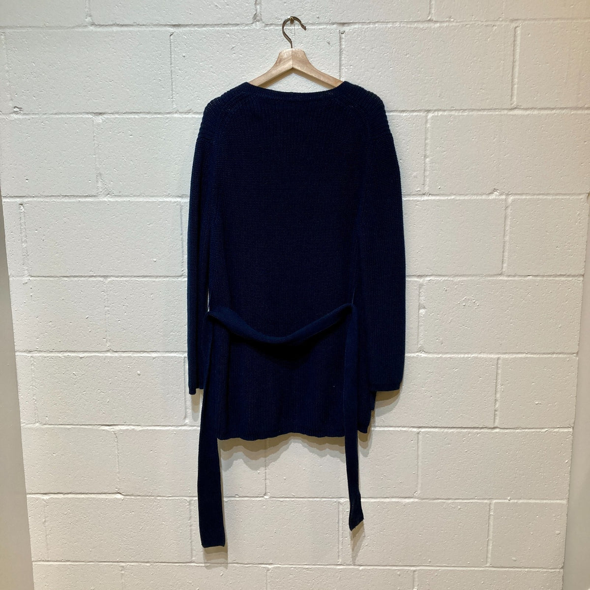 Jenni Kayne $345 Navy Blue Ribbed Fisherman Tie Waist Sweater - Size M - 0531AF