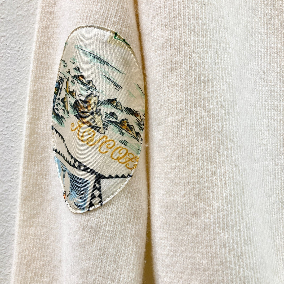 La Prestic Ouiston Ivory Wool Silk Trim Button Up Cardigan - Size 3 / L - 0930AC