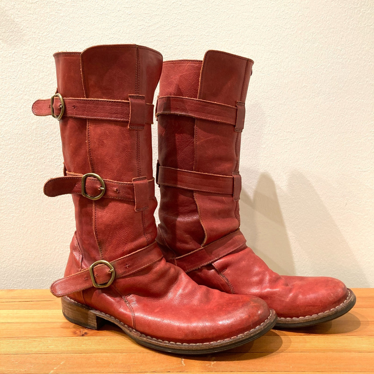 Fiorentini & Baker Red Leather 3 Buckle Eternity Boots - Size 41 / 11 - 0916KL