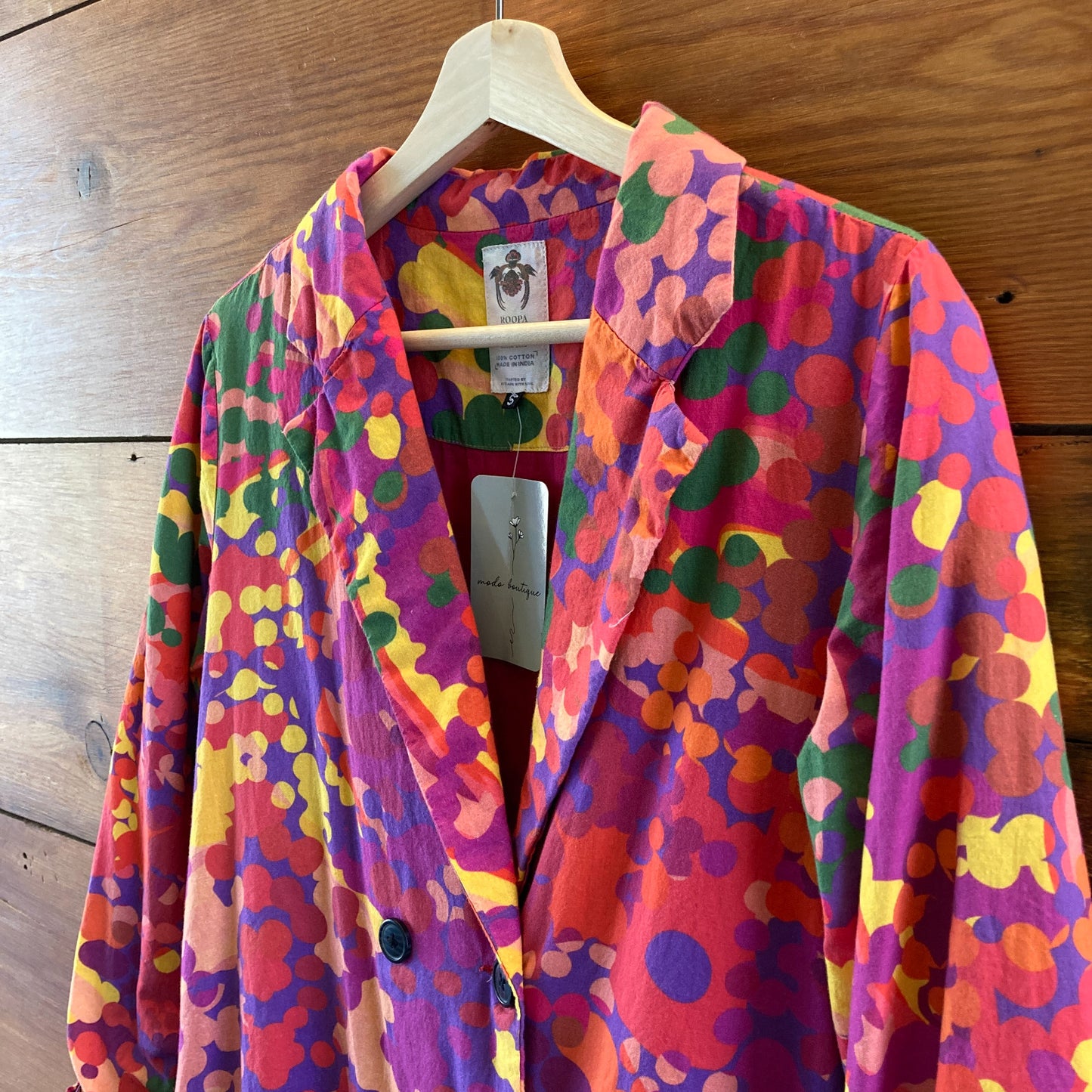 Roopa Pemmaraju Anthropologie Abstract Duster 70s Mod Jacket - Size S - 0520KP