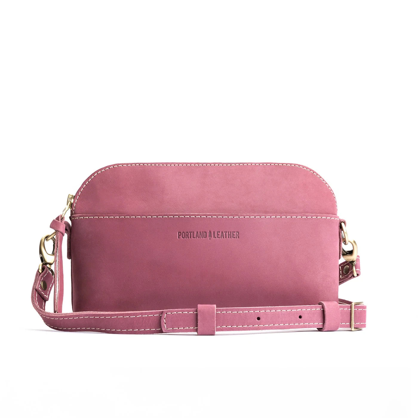 Portland Leather Goods Purple Zip Top Crossbody Bag Purse 0322AS