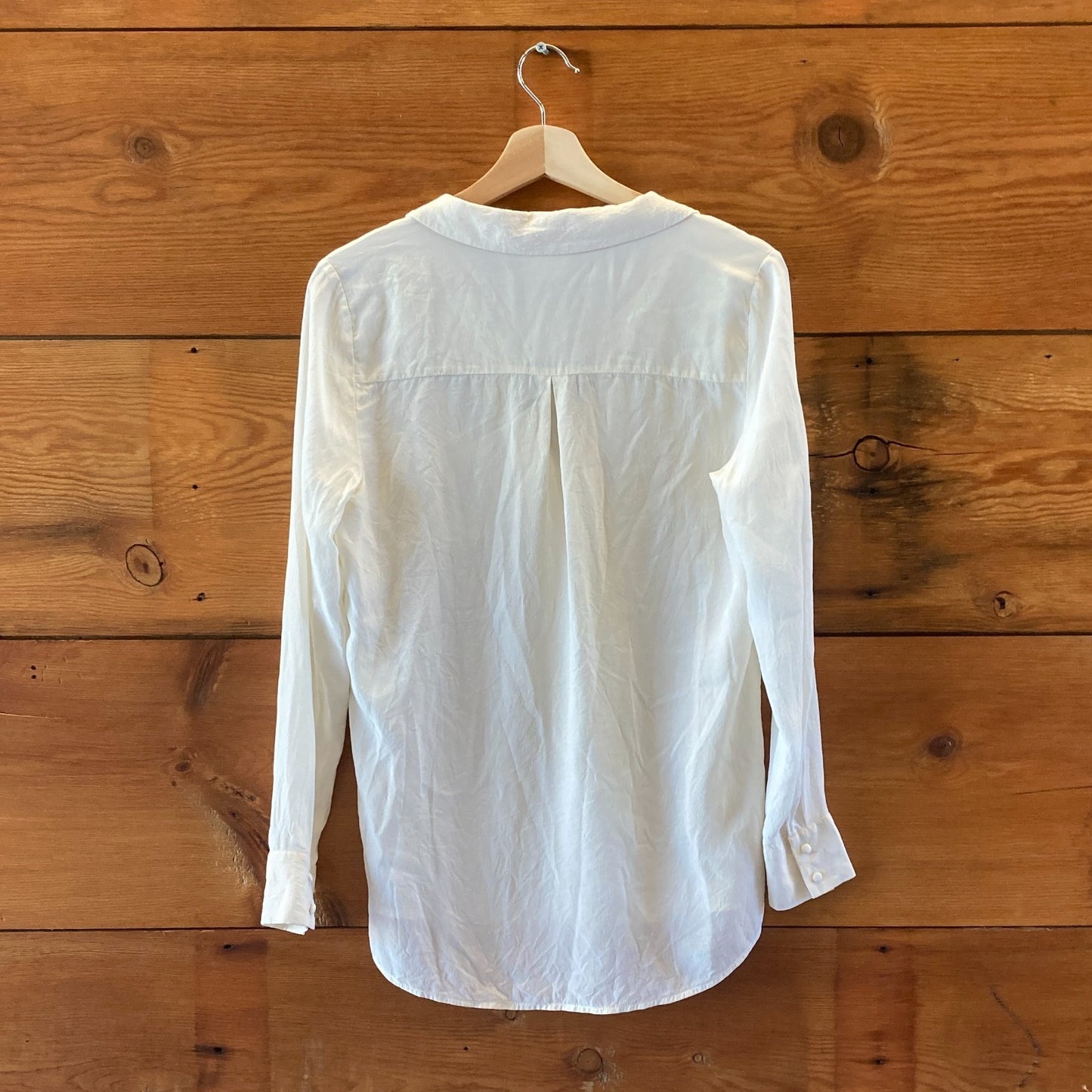 Sezane Ivory White Silk Button Up Long Sleeve Blouse Top - Size 36 / S - 0204EB