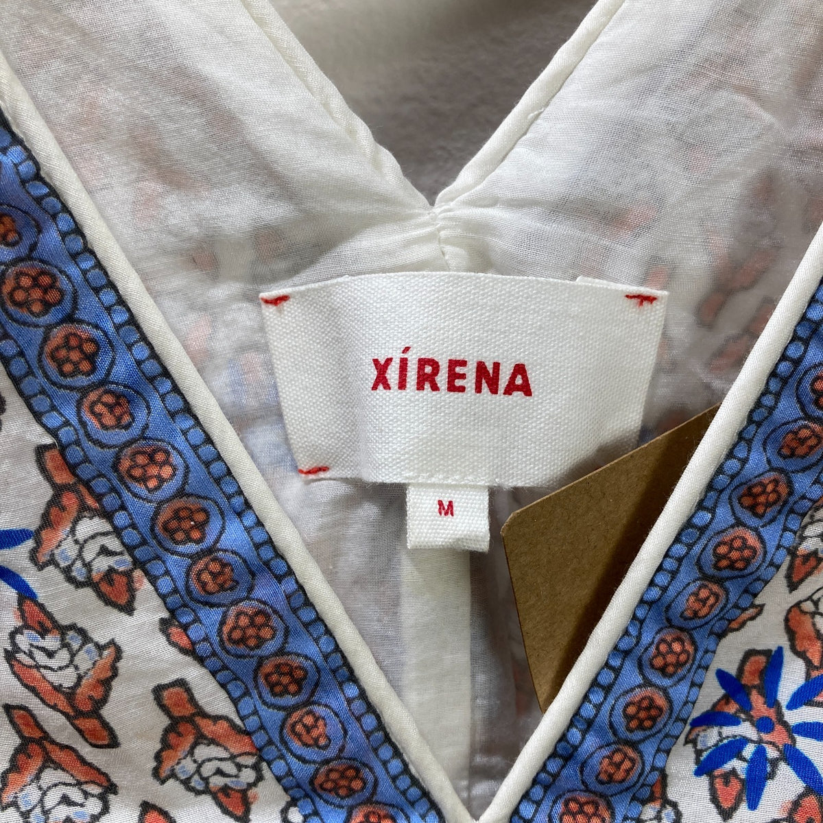 Xirena White Patterned Sleeveless Cotton Midi Length Dress - Size M - 0930AC