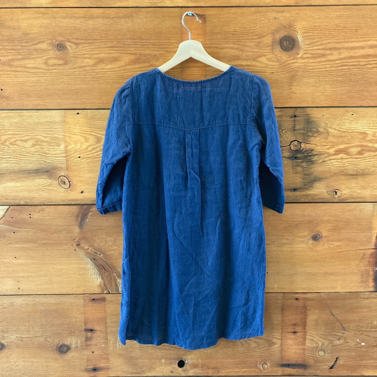 Pyne & Smith Navy Blue 3/4 Sleeve Linen Tunic Top Mini Dress - Size XS - 0203SK