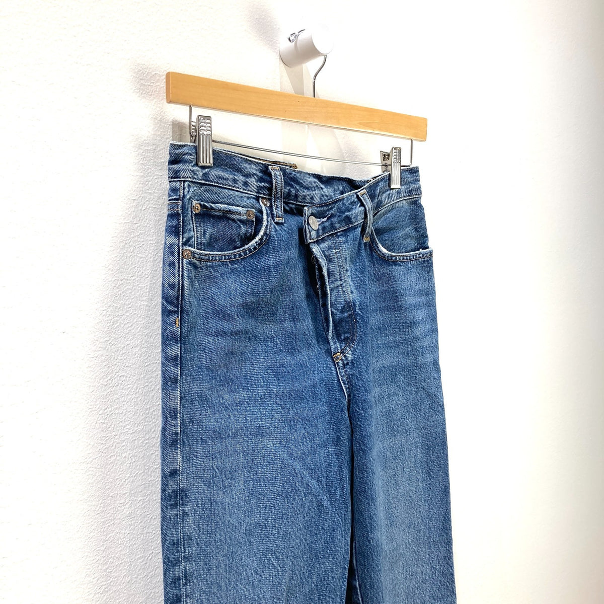 AGOLDE Dark Wash Criss Cross Straight Leg Button Fly Jeans - Size 25 - 0320HJ