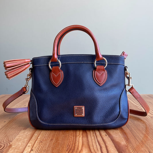 Dooney & Bourke Navy Pebble Grain Lexington Shopper Large Tote Bag - 0801TH