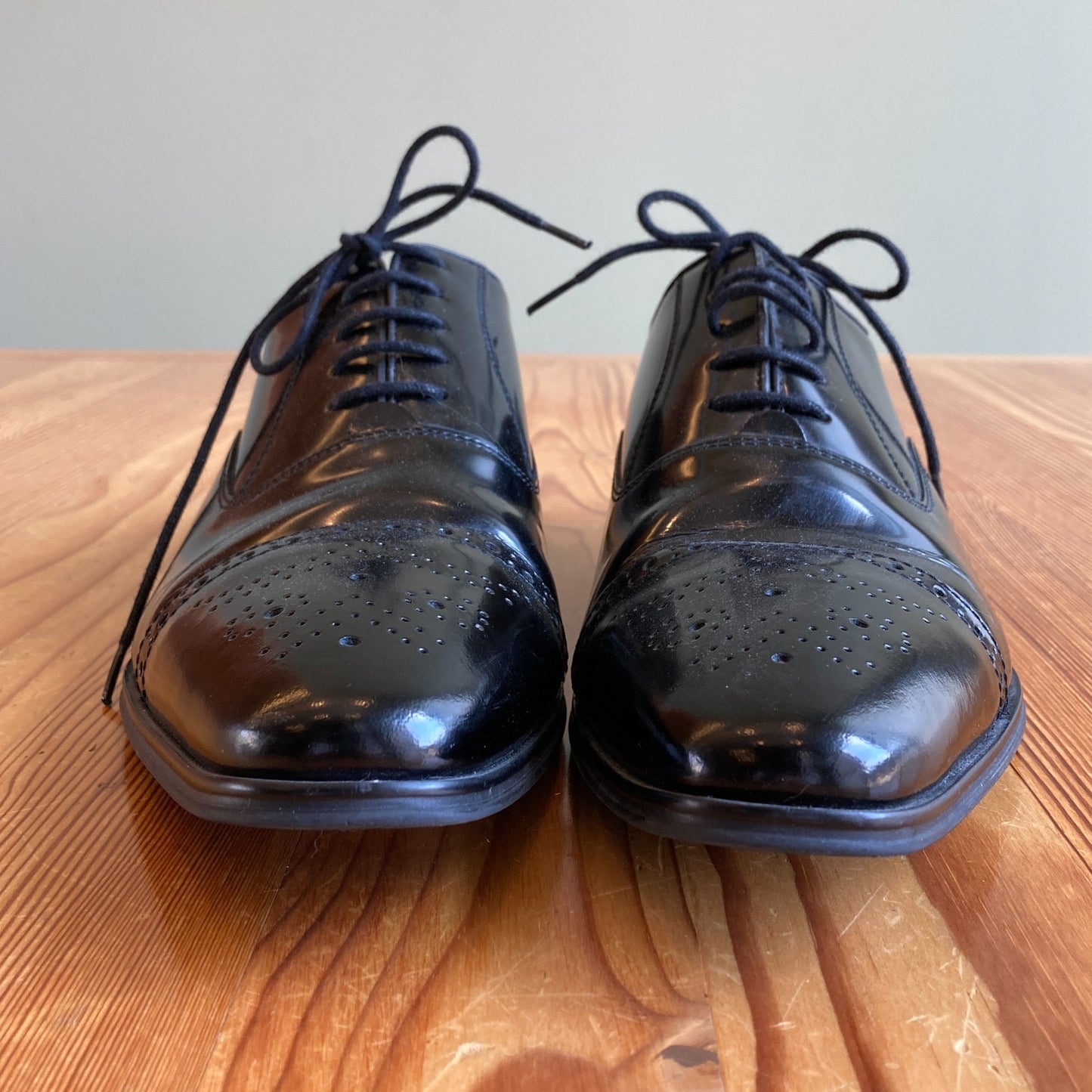 Versace Collection Mens Black Patent Cap Toe Oxford Shoes - Sz 43 / 10 - 0402JK