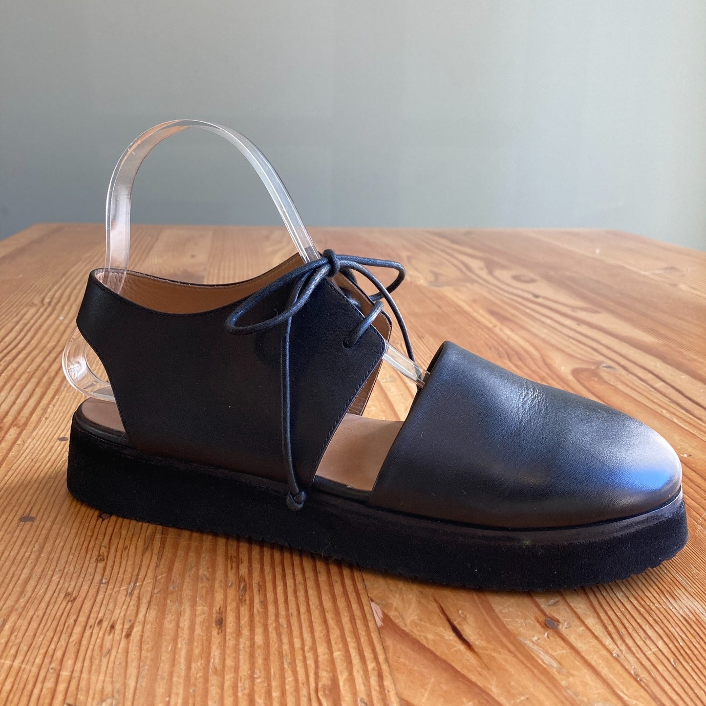 Marsèll  Black Leather Cut-Out Detail Low Platform Sandals - Size 8 - 1217RM