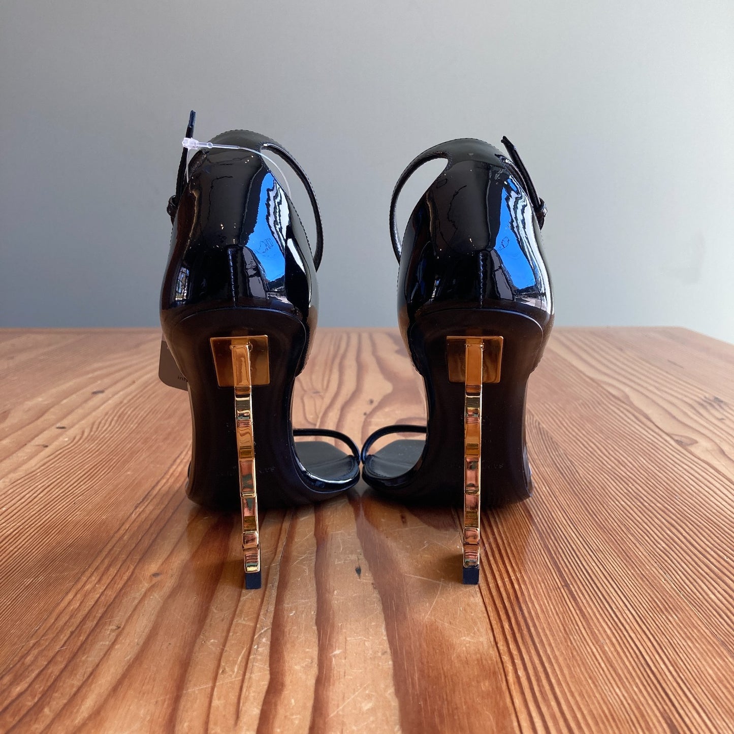 Saint Laurent $1550 Black Patent Leather Opyum Logo Heels - 36.5 / 6.5 - 0724ZS