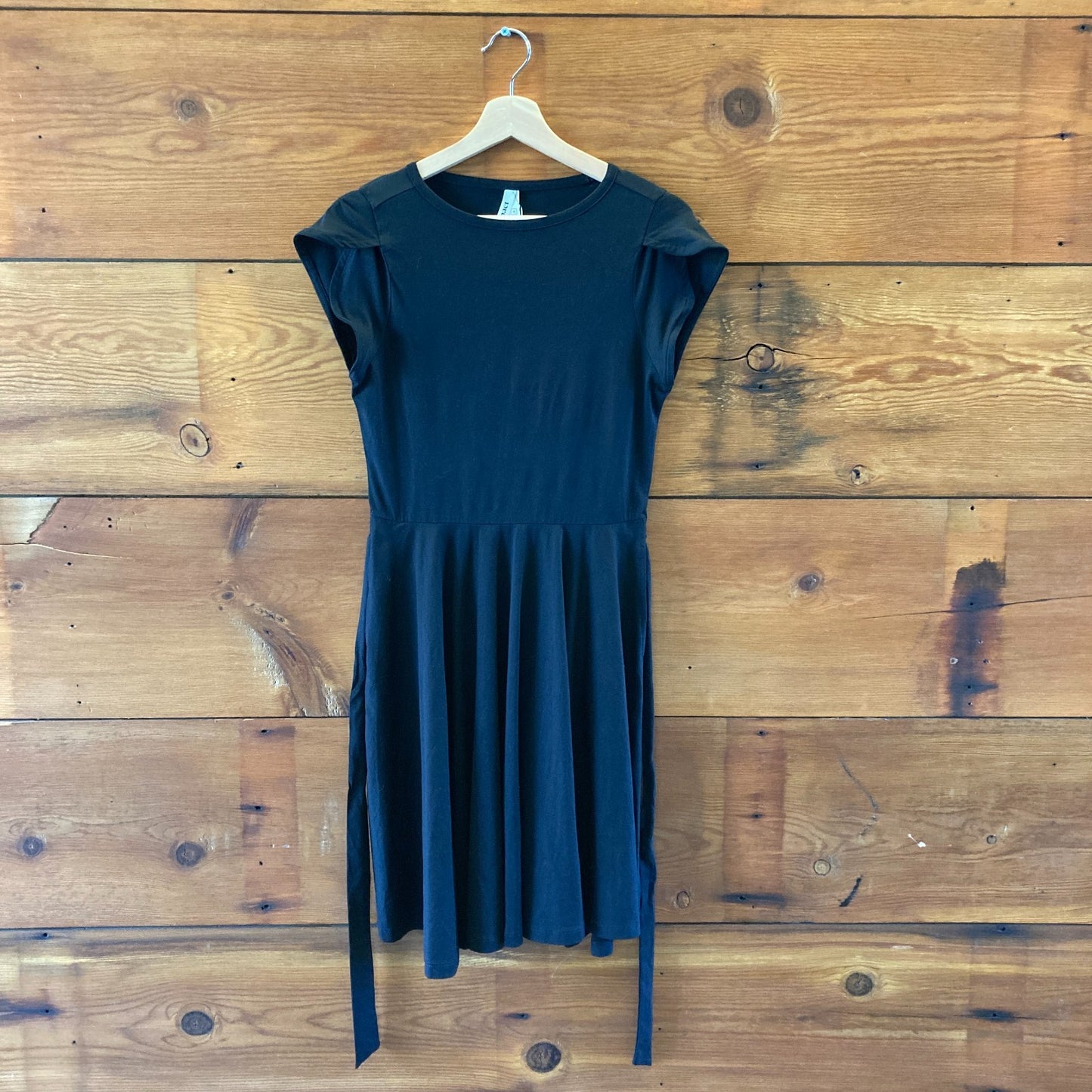 Pact Black NEW Short Sleeve Fit & Flare Organic Cotton Dress - Size M - 0323AP