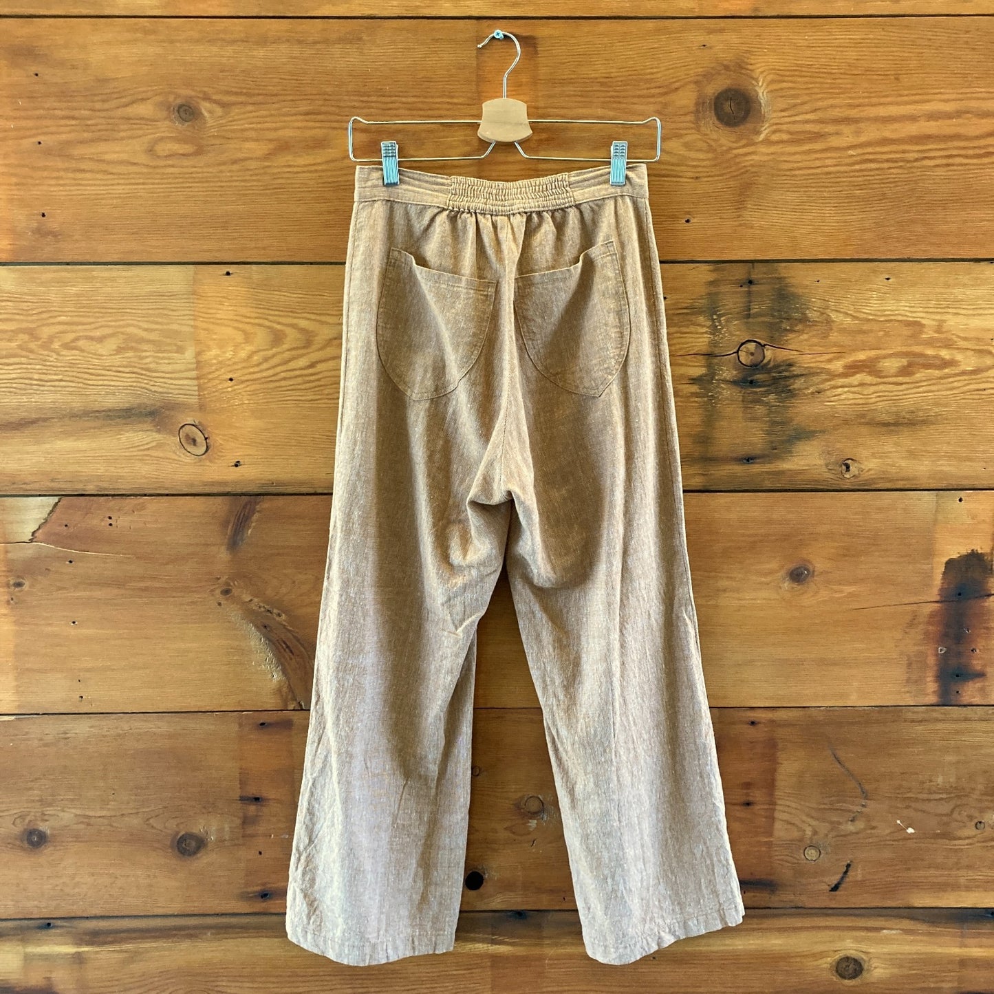 Lykke Wullf Brown Linen Cotton Wide Straight Leg Basil Pants - Size M - 0830AD