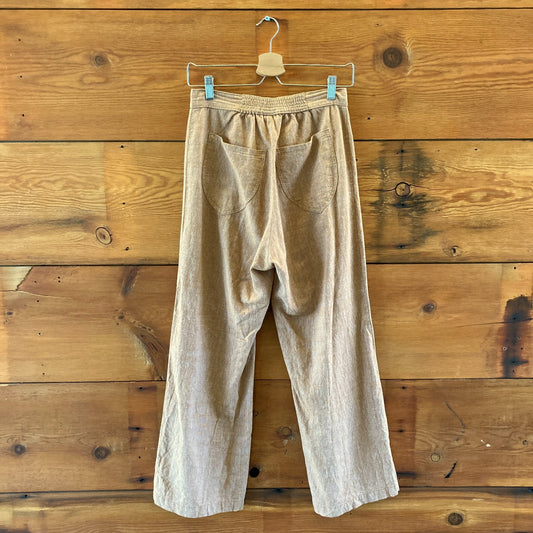 Lykke Wullf Brown Linen Cotton Wide Straight Leg Basil Pants - Size M - 0830AD