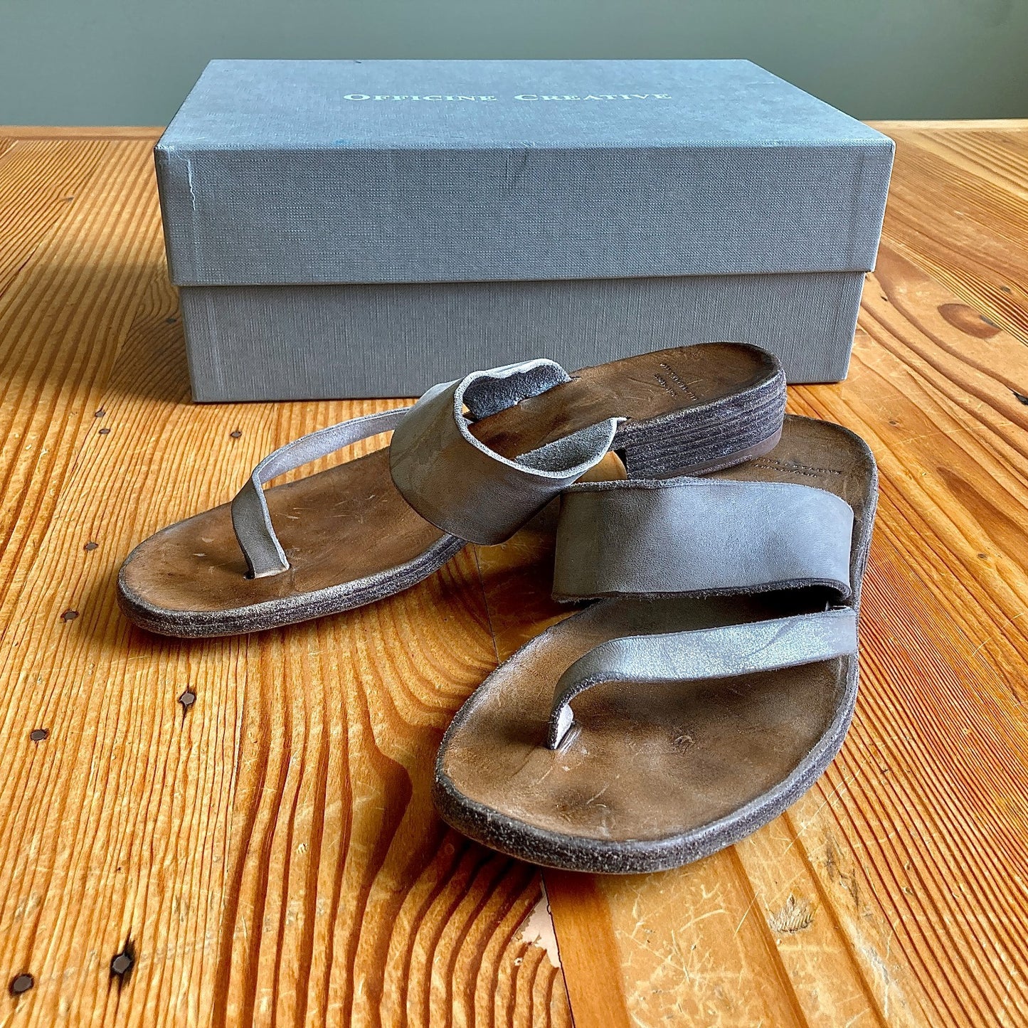 Officine Creative Gray Leather Strappy Sandals Shoes - Sz 37 - w/ box -  0121PK