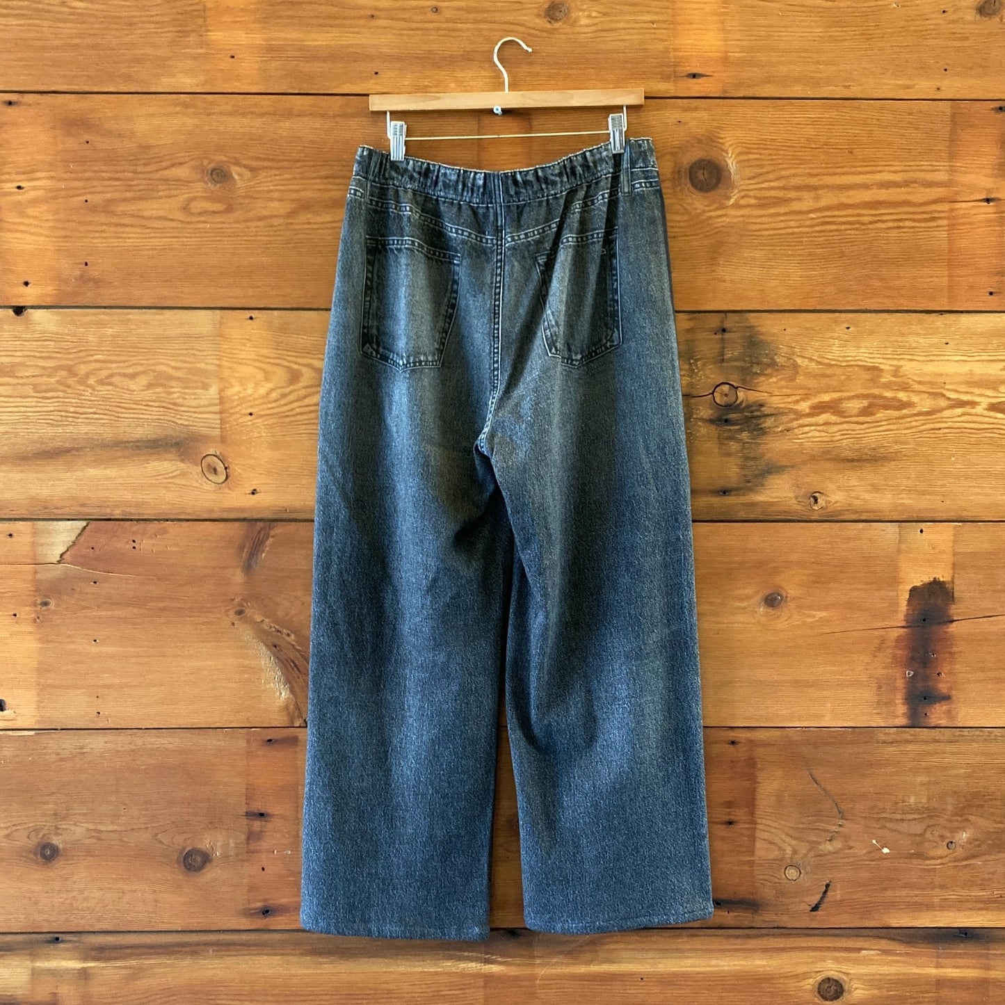 Rag & Bone $215 Washed Black Wide Leg Miramar Track Pants - Size L - 0322MA