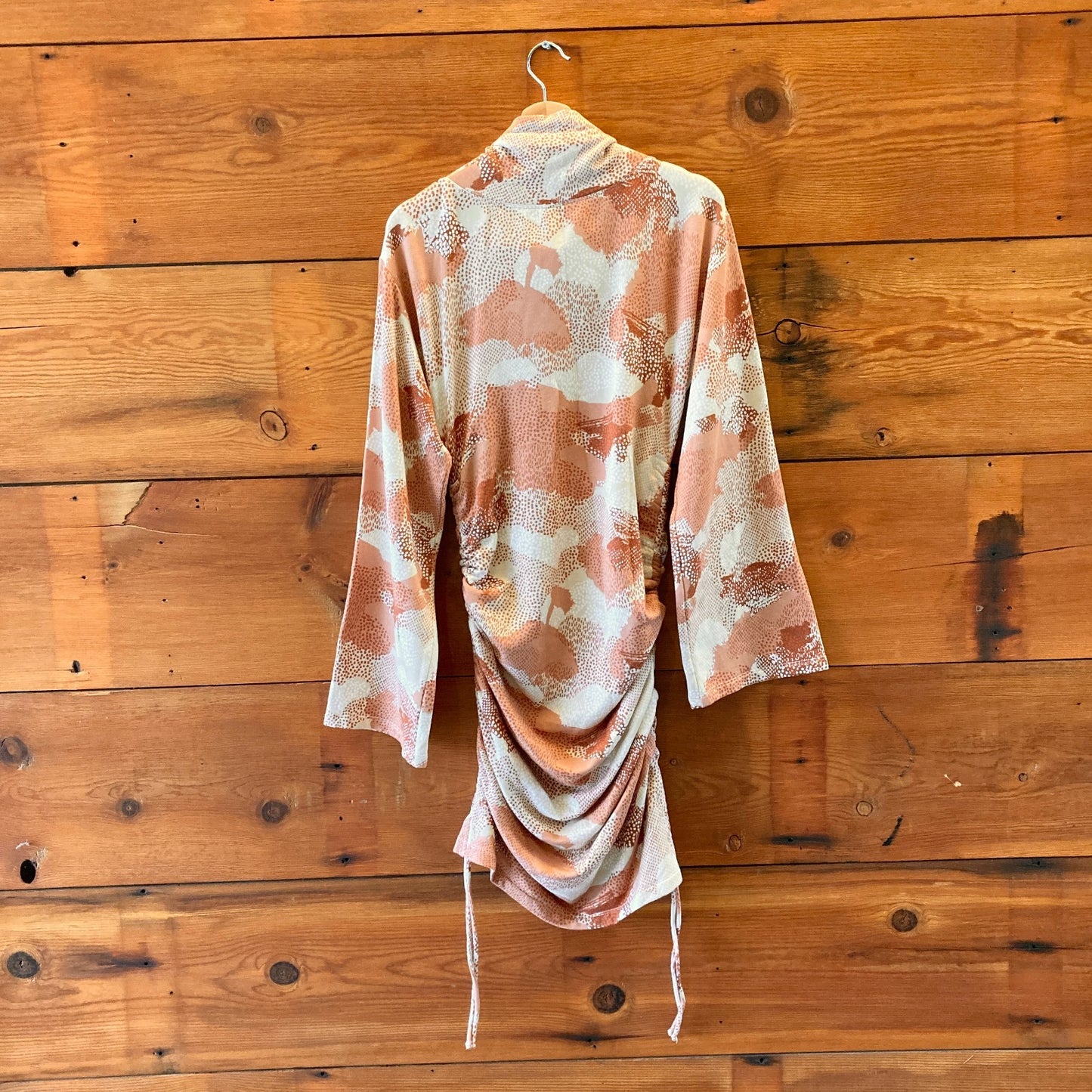 M - Daily Practice Anthropologie NEW Orange Print Cowl Neck Tunic Dress 0107KA